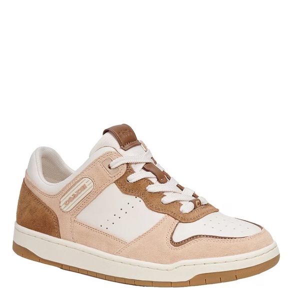 NEW COACH COURT C201 SUEDE, chalk/beechwood women’s sz 7 B sneakers shoes NIB - Picture 1 of 12